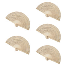 5PCS Natural Wood Wedding Favored Fans Reusable-The color of