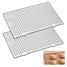 Set of 2 stainless steel cooling grids, 40x25cm, nonstick, black