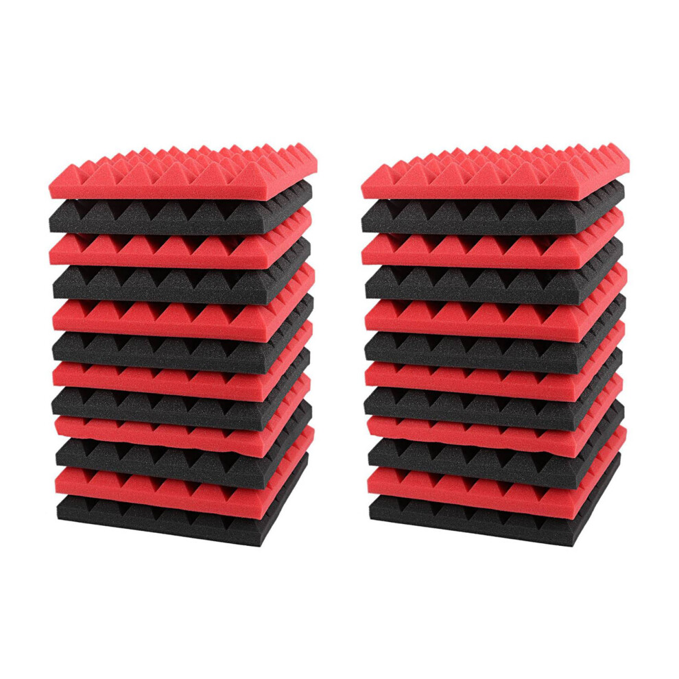 24X Charcoal Acoustic Foam Tiles Soundproofing Panels Studio Sound Padding 2 X 10 Inch(Black+Red) 4853907270924