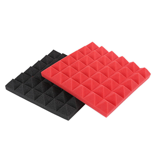 24 placas de espuma acústica cor carvão para isolamento acústico de estúdio, 2 x 10 polegadas (preto + vermelho) 2