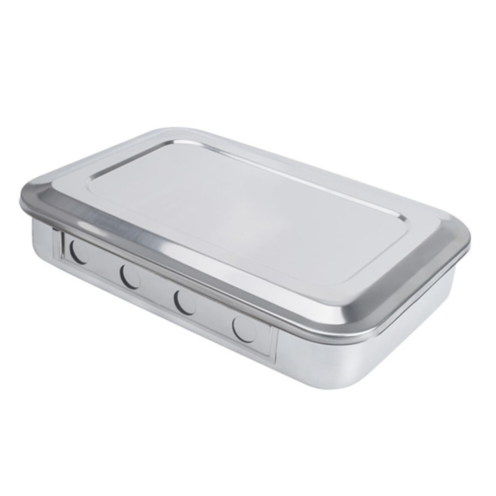 Silver 1 Piece Disinfection Tablet With Cover Square Tablet Simple Tablet With Lid Soaking Tray Square Tablet Stainless Steel