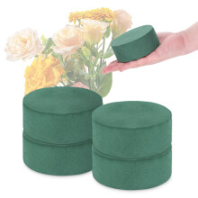 4 Piece Round Flower Foam Set, Wet Floral Foam for Flower Arrangements, Crafts, Wedding, Birthday, Party Decoration (10 x 4 cm)