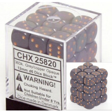 Dadi opachi grigio scuro 12 mm D6 set di 36