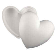 Styrofoam Hearts 150 mm, 15 cm / 1 x Heart 2parts / Hollow / 1 Piece