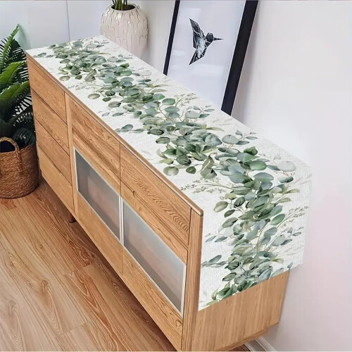 Table Runner Eucalyptus Green, Linen Table Runner Summer, 33 x 183 cm 2
