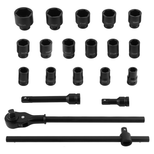 21PC 3/4 inch 19-50mm Drive Deep Impact Socket Set 1