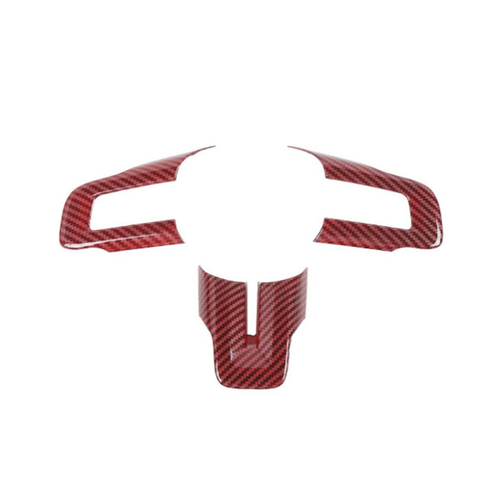 Carbon Fiber Steering Wheel Cover Trim For Ford Mustang 2016-2023 Interior Decoration Style Red 6132555116210