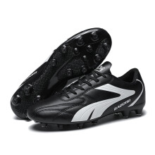 (Black FG, 41) Men Soccer Shoes Breathable Football Boots Futsal Ultralight Professional Training Sneakers Unisex Grass Cleats Match Sport High-Qualit