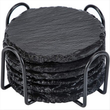 Stone Coaster 10cm Round Glass with Practical Stand Suitable for Drinks, Mugs, Bars, Glasses