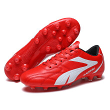(Red FG, 34) Men Soccer Shoes Breathable Football Boots Futsal Ultralight Professional Training Sneakers Unisex Grass Cleats Match Sport High-Qualit