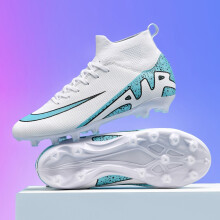 (White FG, 36) New Men Soccer Shoes Indoor Cleats Football Boots Match Long Spikes Sneakers Breathable Ultralight Training Drop Shipping High-Qualit