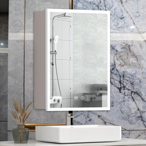 Single Door Dimmable LED Bathroom Mirror Cabinet 2