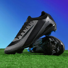 (Black FG, 45) New Men Soccer Shoes Ankle Football Boots Cleats Grass Adult Sport Training Outdoor Ultralight Non-Slip Futsal Comfortable High-Qualit