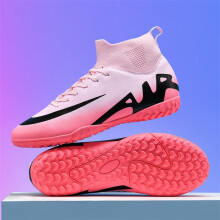 (Pink TF, 34) New Men Soccer Shoes Indoor Cleats Football Boots Match Long Spikes Sneakers Breathable Ultralight Training Drop Shipping High-Qualit