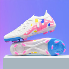 (White FG, 39) New Men Soccer Shoes Adult Non-Slip Boys Adult Futsal Sport Football Boots Grass Cleats Indoor Ultralight Turf Comfortable High-Qualit