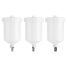 3 contenitori per vernice HVLP in plastica da 600 ml per connettore a spruzzo Sata