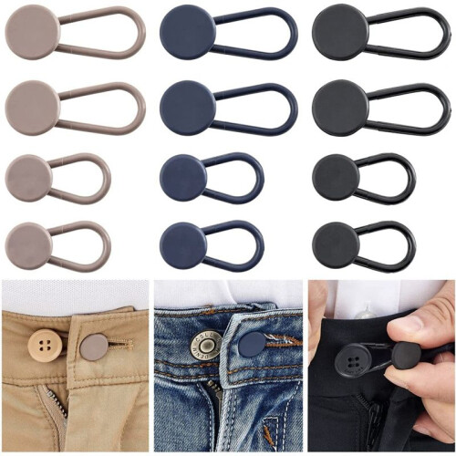 Extensor de botão de cintura para calças, 12 peças, para jeans - Feminino/Masculino, 1/1,4 polegadas 1