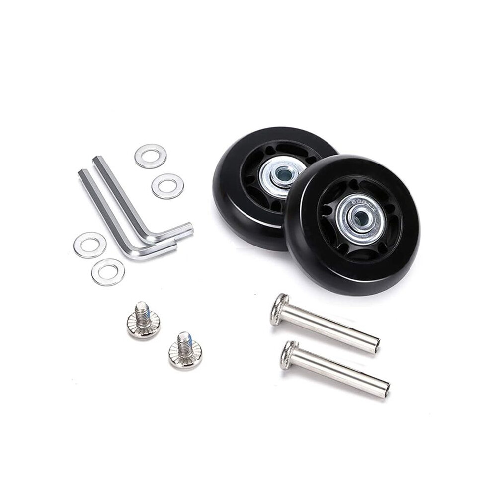 60Mm X 18Mm Luggage Suitcase Replacement Wheels, Rubber Swivel Caster Wheels Bearings Repair Kits, 1 Set Of 2 4853907298881