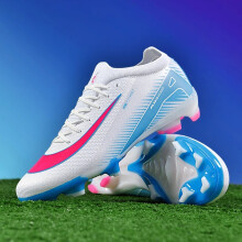 (White FG, 42) New Men Soccer Shoes Ankle Football Boots Cleats Grass Adult Sport Training Outdoor Ultralight Non-Slip Futsal Comfortable High-Qualit