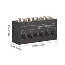 CX600 Mini Stereo 6-kanaals passieve mixer RCA draagbare audio-ingang 2 uitgangen distributeur volumeregeling
