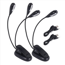 Lot de 2 lampes de lecture LED à pince pour pupitre de musique, avec double bras et orientation réglable à 360, idéales pour lire au lit.