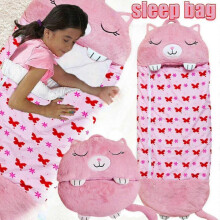 (Pink) 160x60cm Sleeping Bag Children Adult Camping Sleeping Bag Pillow Gift Boy Large Children"s Sleeping Bag