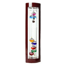 (10*6*H37cm) Sunrain Glass Galileo Thermometer, A Design with Multi-Colored Spheres in a Cherry Finished Wood Frame-23