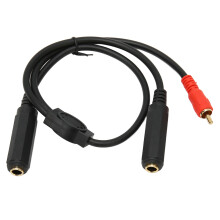Profesjonell lydsplitterkabel, deler én stereo til to stereoutganger. Strekkavlastningsdesign i gummi. Helstøpt og skjermet kabel. Naturlig ren T.
