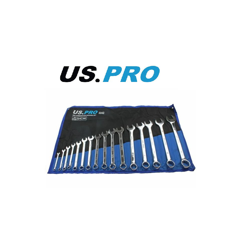 Us Pro Tools 16Pc Sae Combination Spanner Set 1/4" - 1 1/4" 2242