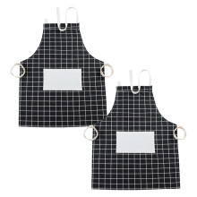 Tablier imperméable à bavette avec poches multifonctions, tablier de cuisine respirant en coton et lin avec grande bavette, tabliers ajustables