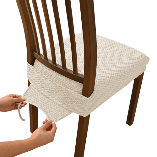 Set van 4 stretch jacquard stoelhoezen wasbare stretch-rijst