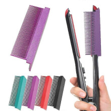 (Purple) Flat Iron Comb Attachment, Straightening Comb For Hair, Hair Straightener Comb That Attaches To Flat Iron, Salon Hair Styling Tool