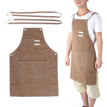 Verstelbaar schort met gekruiste banden op de rug, canvas katoenen schort met grote zakken voor koks, kunstenaars en tuiniers.