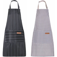 Tablier de cuisine Ă rayures, tablier Ă bavette ajustable pour hommes et femmes avec 3 grandes poches, protection optimale contre les taches