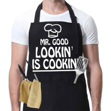 Grembiuli divertenti da uomo, grembiule regolabile con 2 tasche e lacci extra lunghi, grembiule da cucina in policotone resistente e leggero per