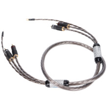 Cabo RCA para toca-discos com tecnologia de par trançado, revestimento trançado em cobre livre de oxigênio, núcleo banhado a prata e plugue