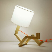 Natural Wood Base Desk Lamp, Eye Protection Lighting With Warm White LED Bulb For Cozy Spaces