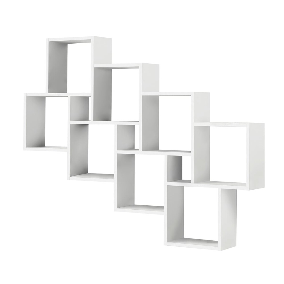 Fmd Wall-Mounted Shelf With 11 Compartments White Floating Wall Shelving Unit 4029494116222