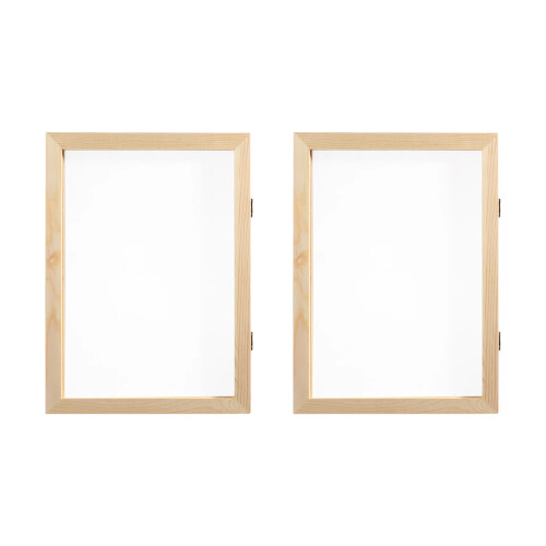 2Pcs Reusable Wood Mesh Paper Making Frame-A4 pine wood double