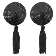 (female,DDA)Women's Sequins Tassels Nipple Covers Reusable Adhesive Silicone Pasties Rave Breast Petals Sticky Bras Nipple Stickers A 25-26