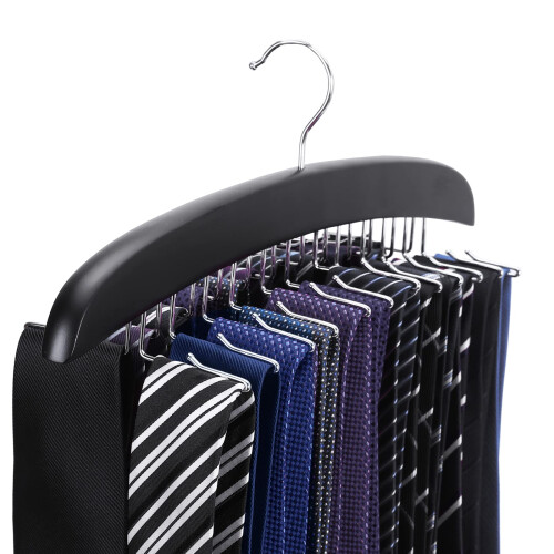Black Wooden Tie Holder 24 Hooks
