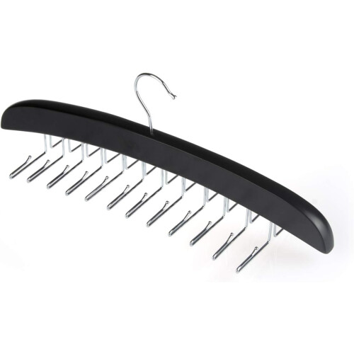 Black Wooden Tie Holder 24 Hooks 1