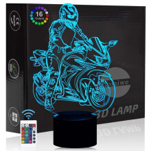 Creative3D Illusion Led Motorkerékpár Éjszakai Fény, Intelligens Érintésvezérelt Könnyű Működtetés, Ideális Hálószoba Dekoráció és