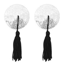 (female,EEA)Women's Sequins Tassels Nipple Covers Reusable Adhesive Silicone Pasties Rave Breast Petals Sticky Bras Nipple Stickers A 25-26