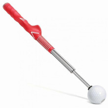 (Red) Retractable Golfs Swing Practice Assistant Stick Professional Golfs Swing Grip Trainers for Chipping Putting Training