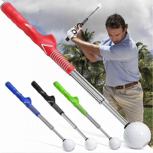 (Red) Retractable Golfs Swing Practice Assistant Stick Professional Golfs Swing Grip Trainers for Chipping Putting Training 1