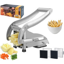 Potato Slicer, Stainless Steel Potato Cutter with 2 Blade Sizes and NonSlip Suction Base, for Use in the Air Fryer