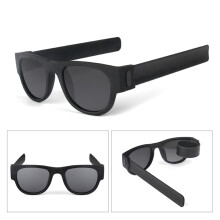 Foldable Sunglasses With Slap Wrist Design, Wristband Glasses Featuring UV Protection And Anti Reflective Lenses, Portable Sunglasses With Clip On Opt