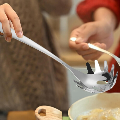 Pasta Spoon with Teeth, Spaghetti Spoon, Stainless Steel Pasta Strainer 1