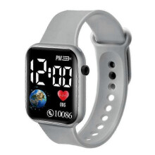 (grey) Kids Digital Electronic Watch Children Boys Girls LED Watches Sports Waterproof New Arrival